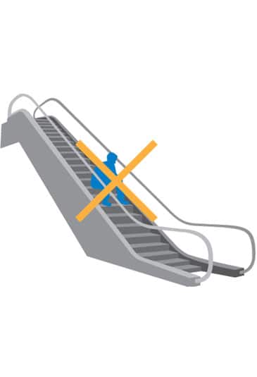 KONE Rolltreppen Sicherheitshinweise - Nicht auf der Rolltreppe sitzen