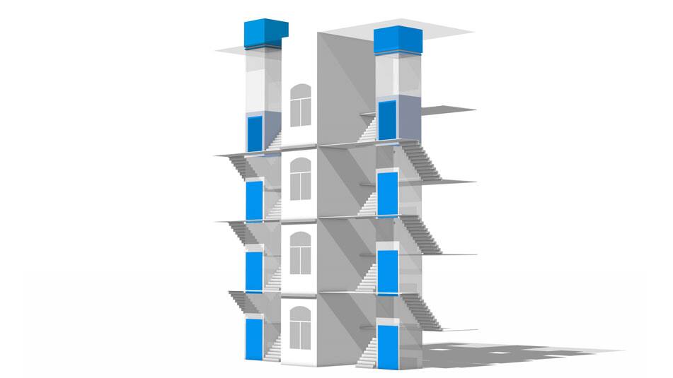 Aufzug ohne Dachaufbau mit kurzem Schachtkopf